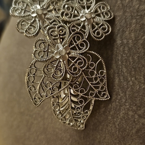 Vintage Silver Floral Filigree Fairycore Barrette - Picture 3 of 6